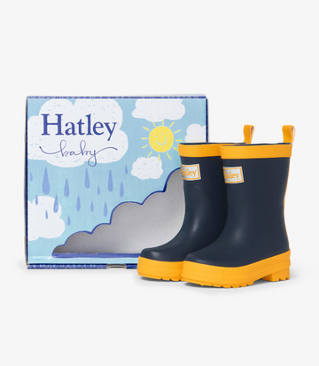 Rain boot Navy & yellow matte